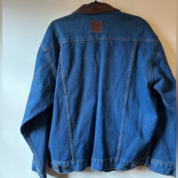 1970s Marlboro Country Store Denim Jacket Leather Collar - Picture 5 of 6